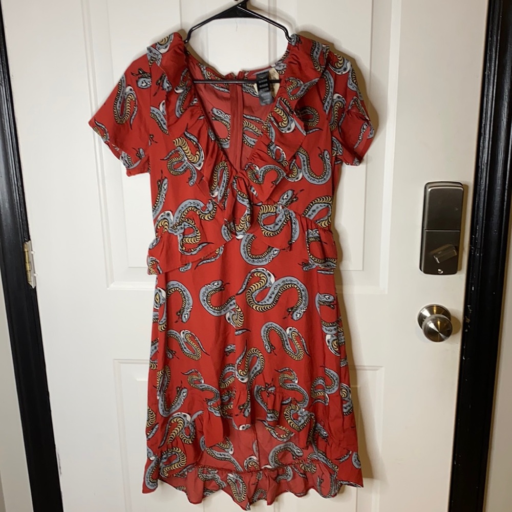 Snake print ruffle dress